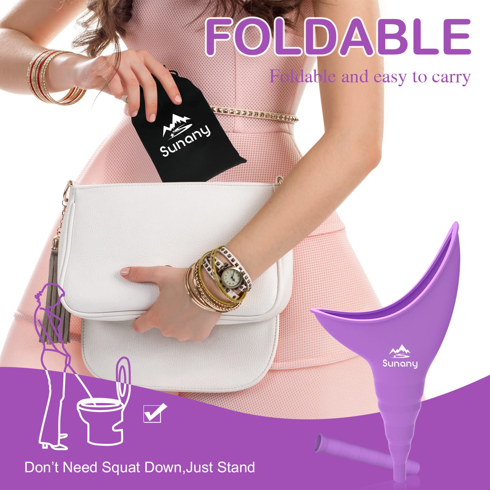 Female Urination Device,Reusable Silicone Female Urinal Foolproof Women Pee Funnel Allows Women To Pee Standing Up,Women'S Urina