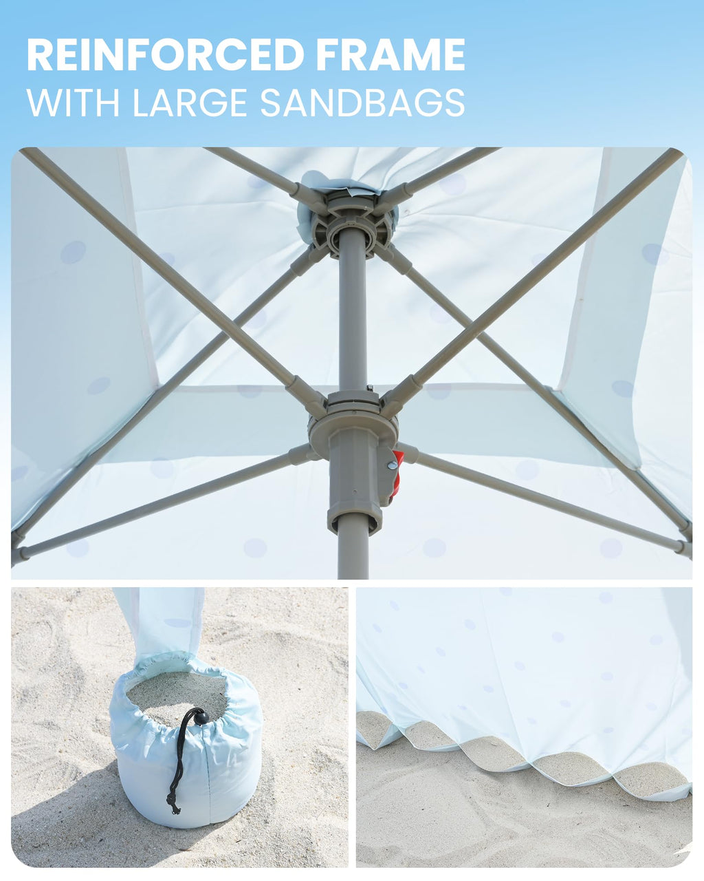 OutdoorMaster Beach Cabana with Fringes, Portable 6 x 6 Beach Canopy for Sand, Easy Set Up Sun Shelter, Included Side Wall, UP