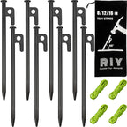 8 Pack Tent Stakes Heavy Duty Metal Tent Pegs For Camping Steel Tent Stakes 8 Inch Unbreakable And Inflexible