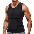 Wonderience Neoprene Sauna Suit For Men Waist Trainer Vest Zipper Body Shaper With Adjustable Belt Tank Top (Black, X-Large)