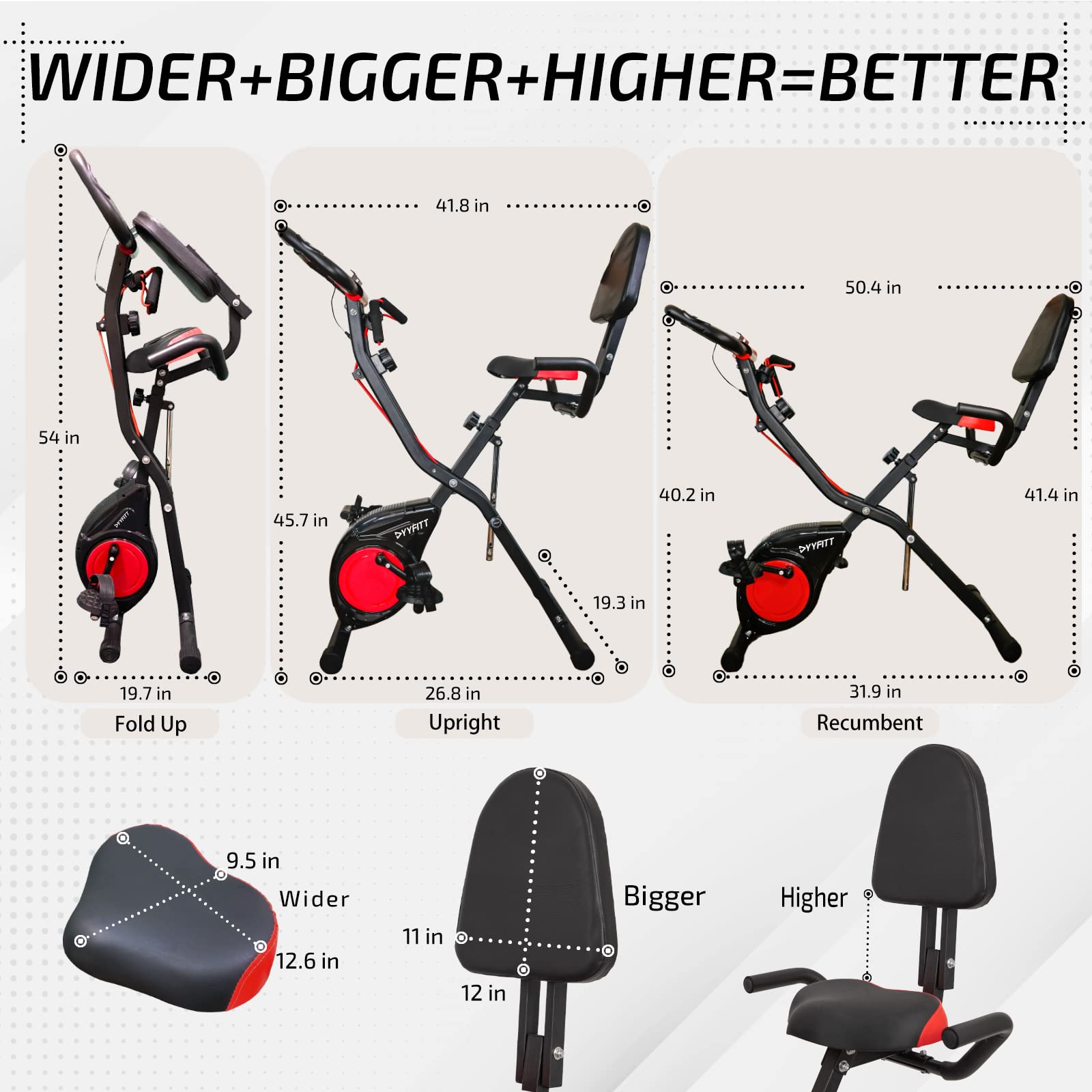 Yyfitt 3-In-1 Folding Exercise Bike, Stationary Bikes For Home With Arm Workout Bands, Indoor Fitness Bike With 16 Levels Magnet