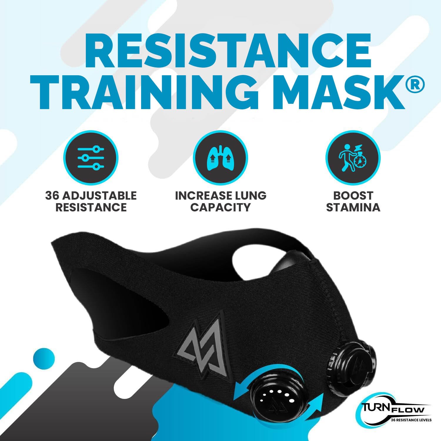 Trainingmask - Elevation Training Mask 2.0 - Resistance Training Mask, High Altitude Mask, Workout Mask (Black, Medium)