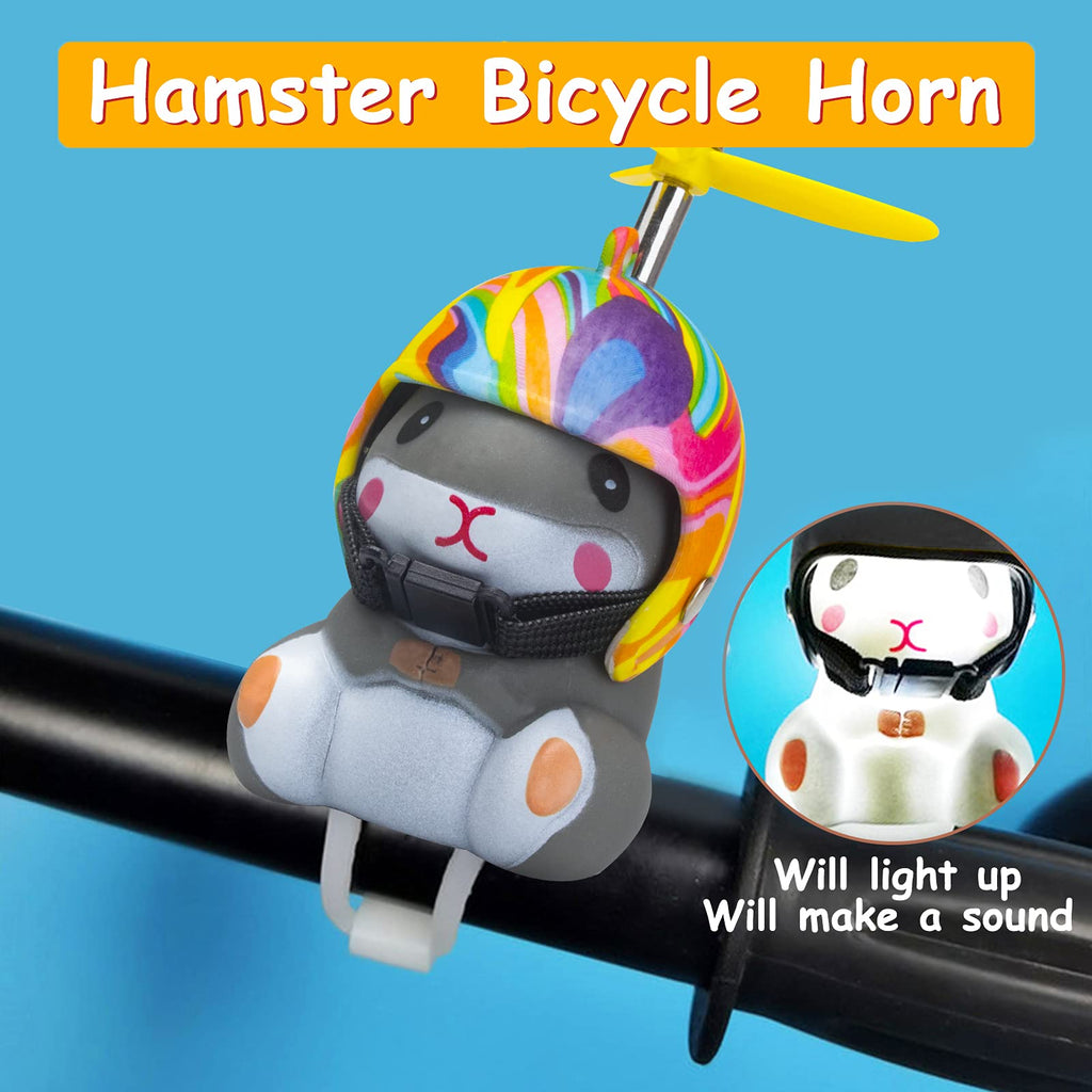 Wonuu Duck Bike Bell With Light And Helmet Cute Hamster Bicycle Horn, Dashboard Decoration Hamster Toy Motorcycle Bike Bells Rub