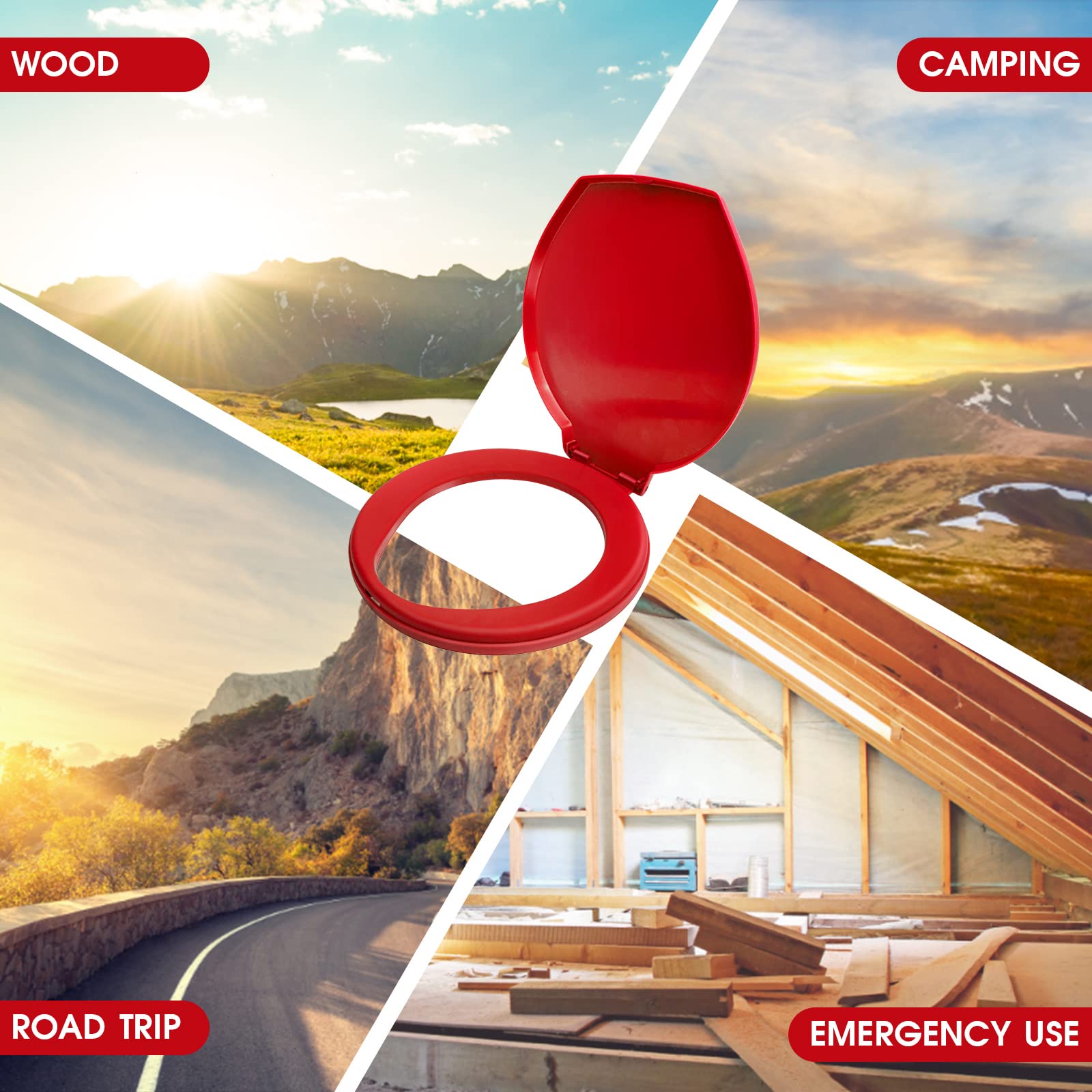 Portable Toilet Seat For 5 Gallon Bucket Emergency Outdoor Camping Snap On Luggable Loo Toilet Cover For Adults And Kids Red