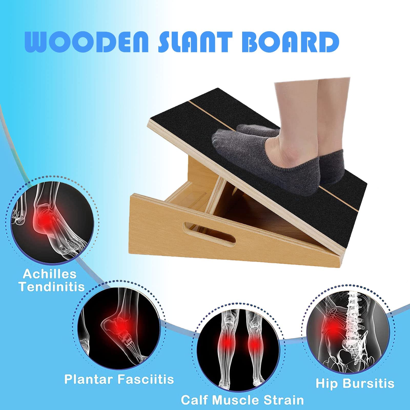 Slant Board For Calf Stretcher Squat Incline Stretch Calf Stretch Knees Foot Rest Adjuatable Wood Wedge For Ankle Leg Heel