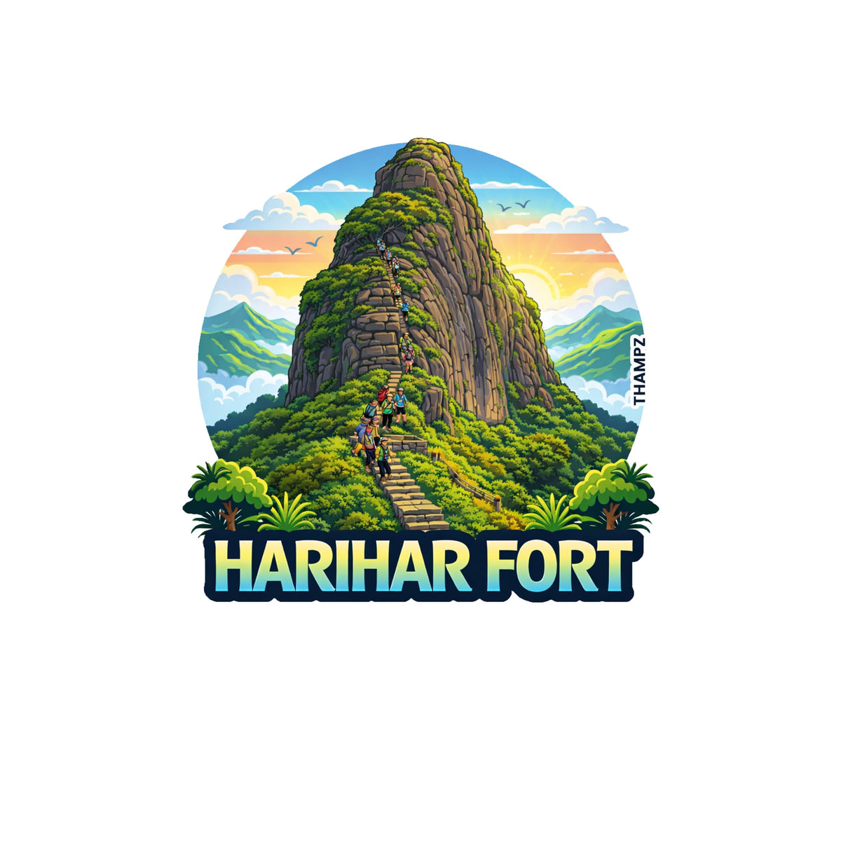 THAMPZ Harihar Fort  3D Embossed Flexible Fridge Magnet 0.5mm Ultra Thin Decorative with Strong Hold | Refrigerator Magnet for