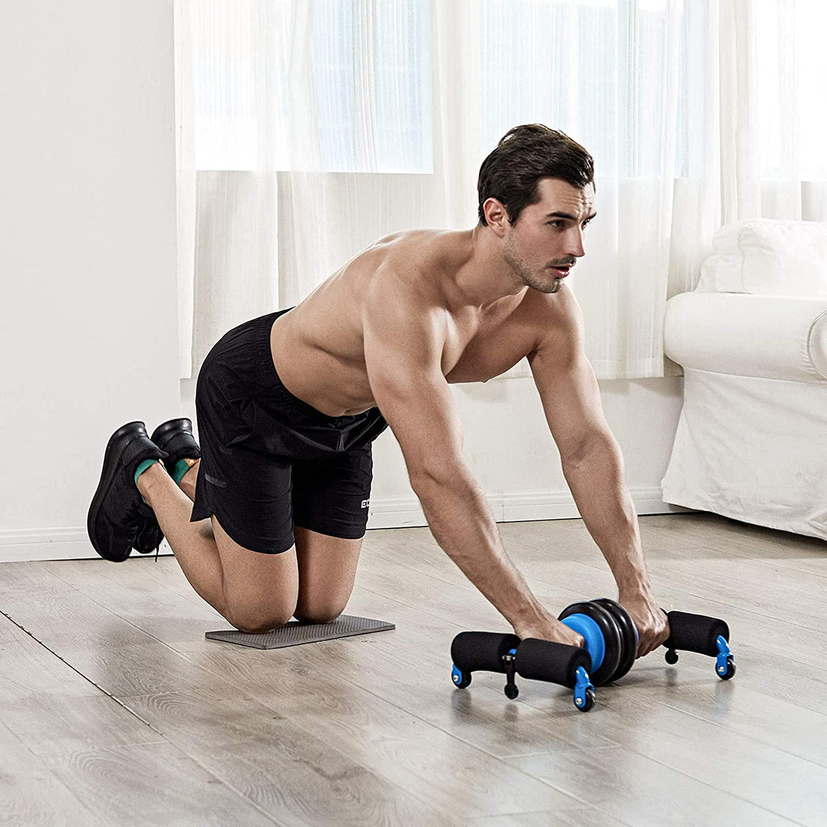 Lucario Ab Wheel Roller Kit with Knee Pad and Resistance Bands, Push up Bar Sit up Assistant Exercise Equipment, Multifunctional