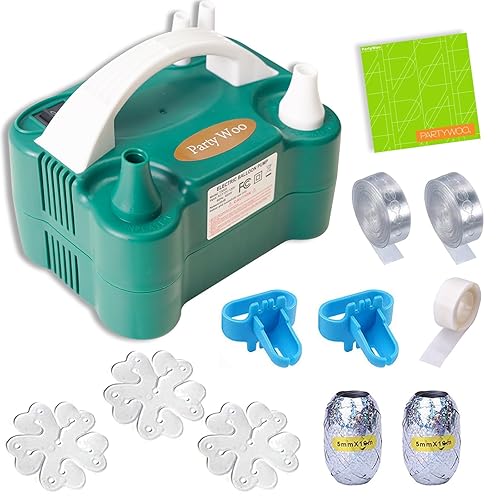 Partywoo 110V 600W Electric Balloon Pump, Portable Balloon Inflator, Dual Nozzle Air Pump For Balloon Garland