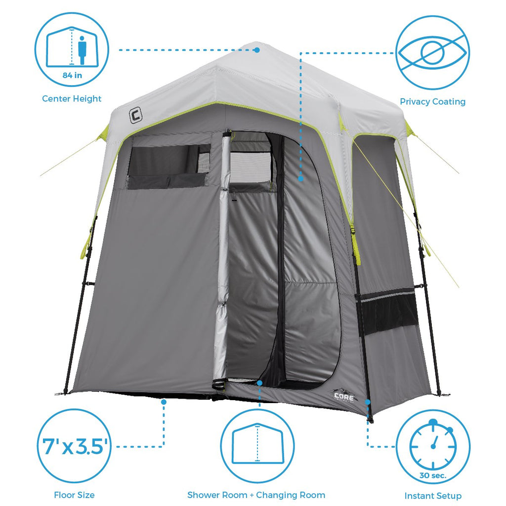 Core Instant Camping Utility Shower Tent With Changing Privacy Room