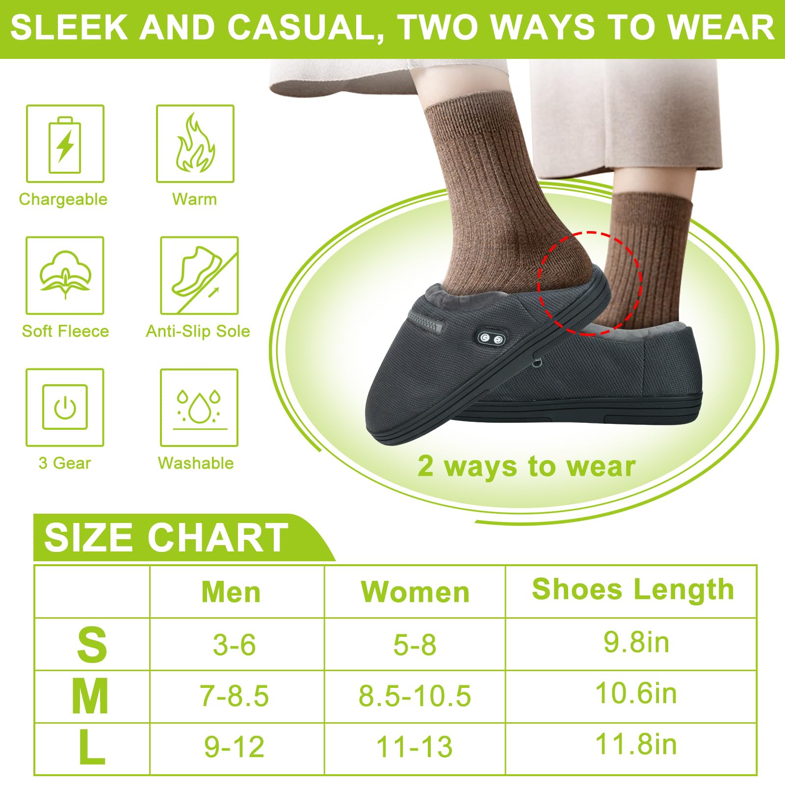 Foot Warmer, Electric Foot Warmer With 5000Mah Battery, Heated Slippers Women Men, Heated Foot Warmer With Smart Dual Independen