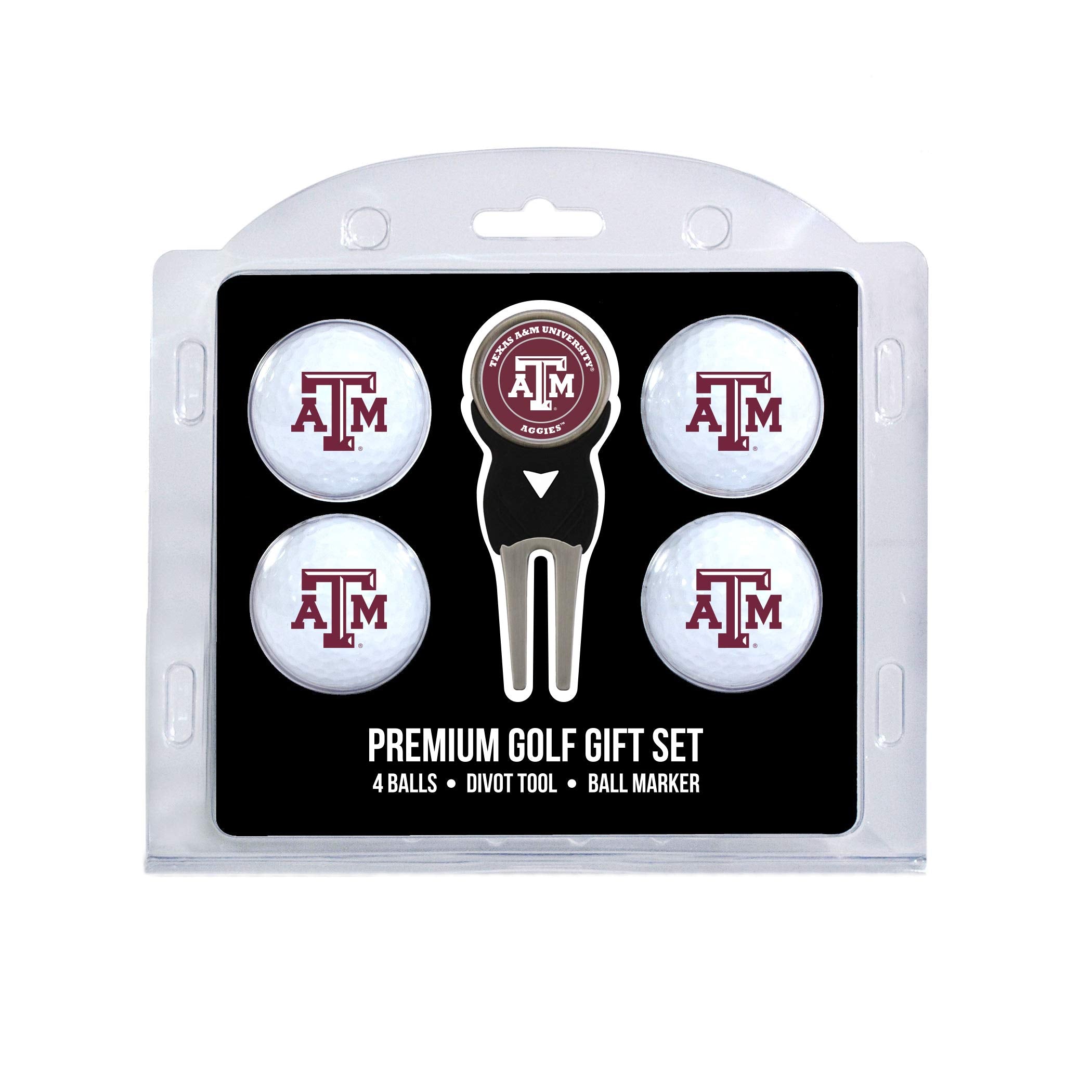 Team Golf NCAA Texas A&M Aggies 4 Golf Ball And Divot Tool Set Regulation Size Golf Balls (4 Count) & Divot Tool with Removable 