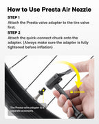 HOTO Mini Bike Tire Pump, 25s Fast Inflate Bicycle Pump with Guage, 150PSI Portable Electric Bike Air Pump with Presta and Schra