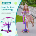 Gotrax KS3 Kids Kick Scooter, LED Lighted Wheels, Adjustable Handlebars and Removable Seat, Lean-to-Steer & Widen Anti-Slip Deck