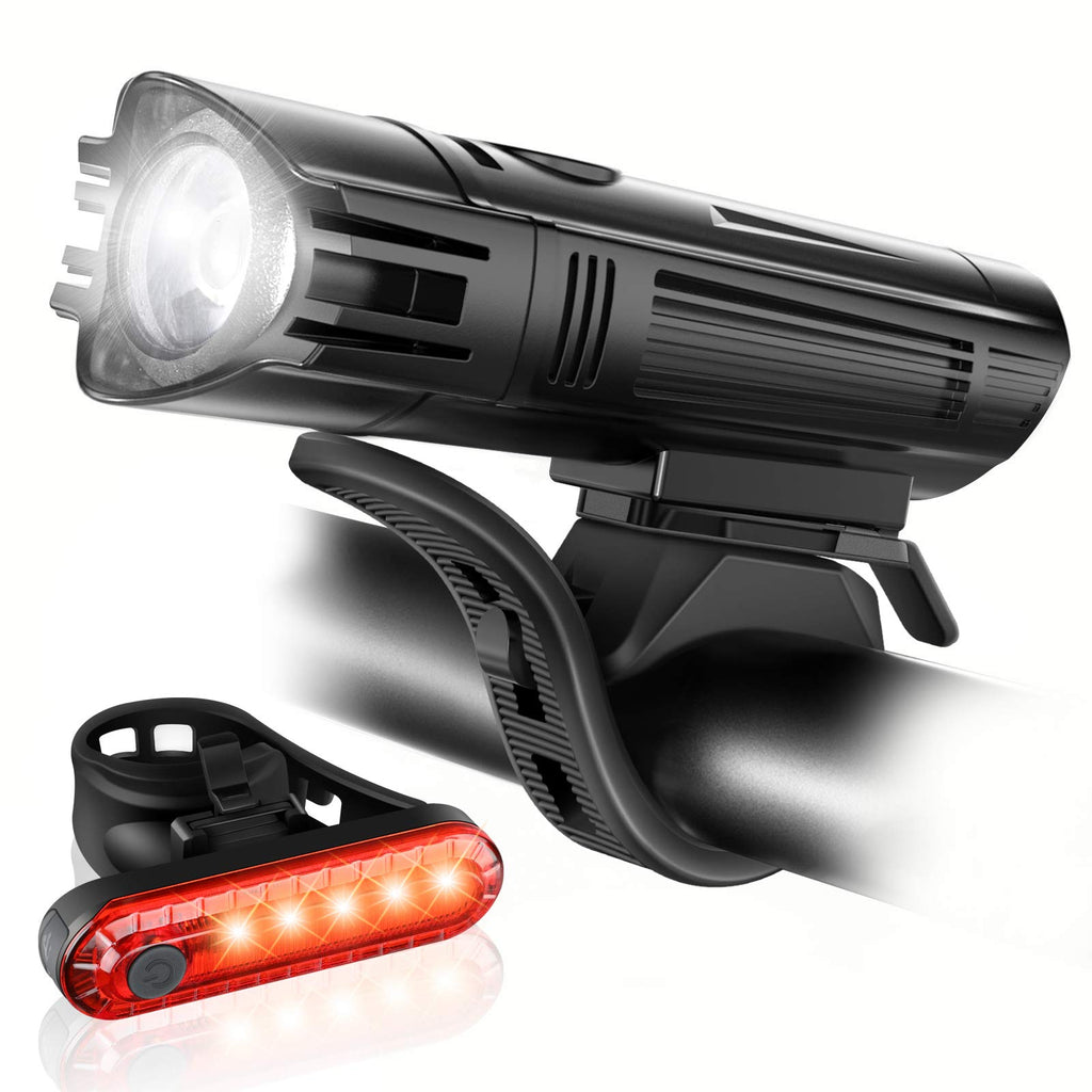 Ascher Ultra Bright Usb Rechargeable Bike Light Set, Powerful Bicycle Front Headlight And Back Taillight, 4 Light Modes, Easy To