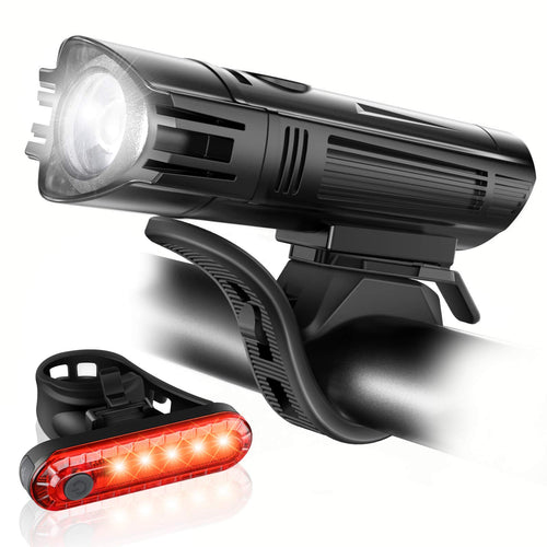 Ascher Ultra Bright Usb Rechargeable Bike Light Set, Powerful Bicycle Front Headlight And Back Taillight, 4 Light Modes, Easy To