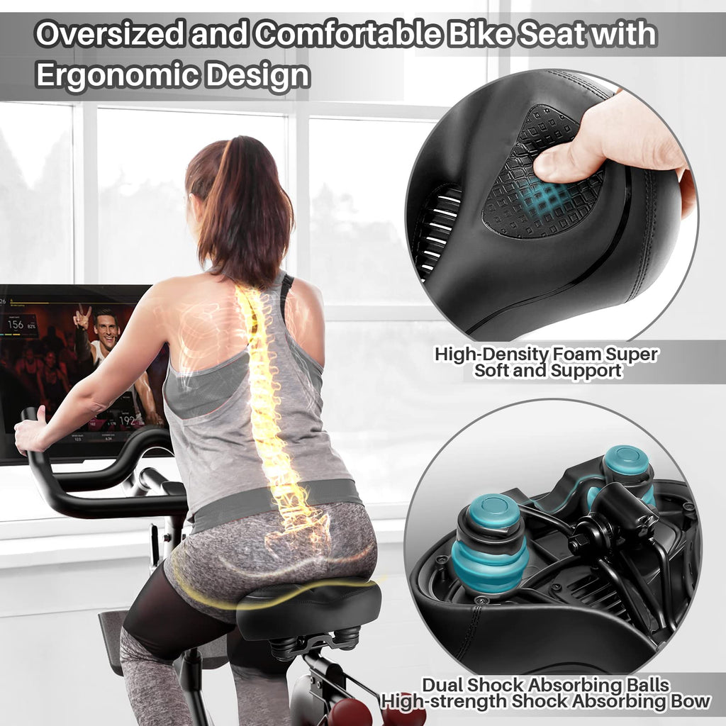 Oversized Comfort Seat Cushion Compatible With Peloton, Spin Bike, Road Or Exercise Bikes, Bicycle Wide Saddle Replacement For M