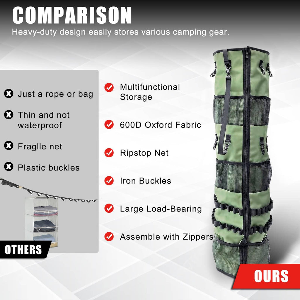 Camping Hanging Organizer - Ayamaya Tent Organizer For Inside With Campsite Storage Straps & Mesh Pockets & Hanging Hooks For Ca