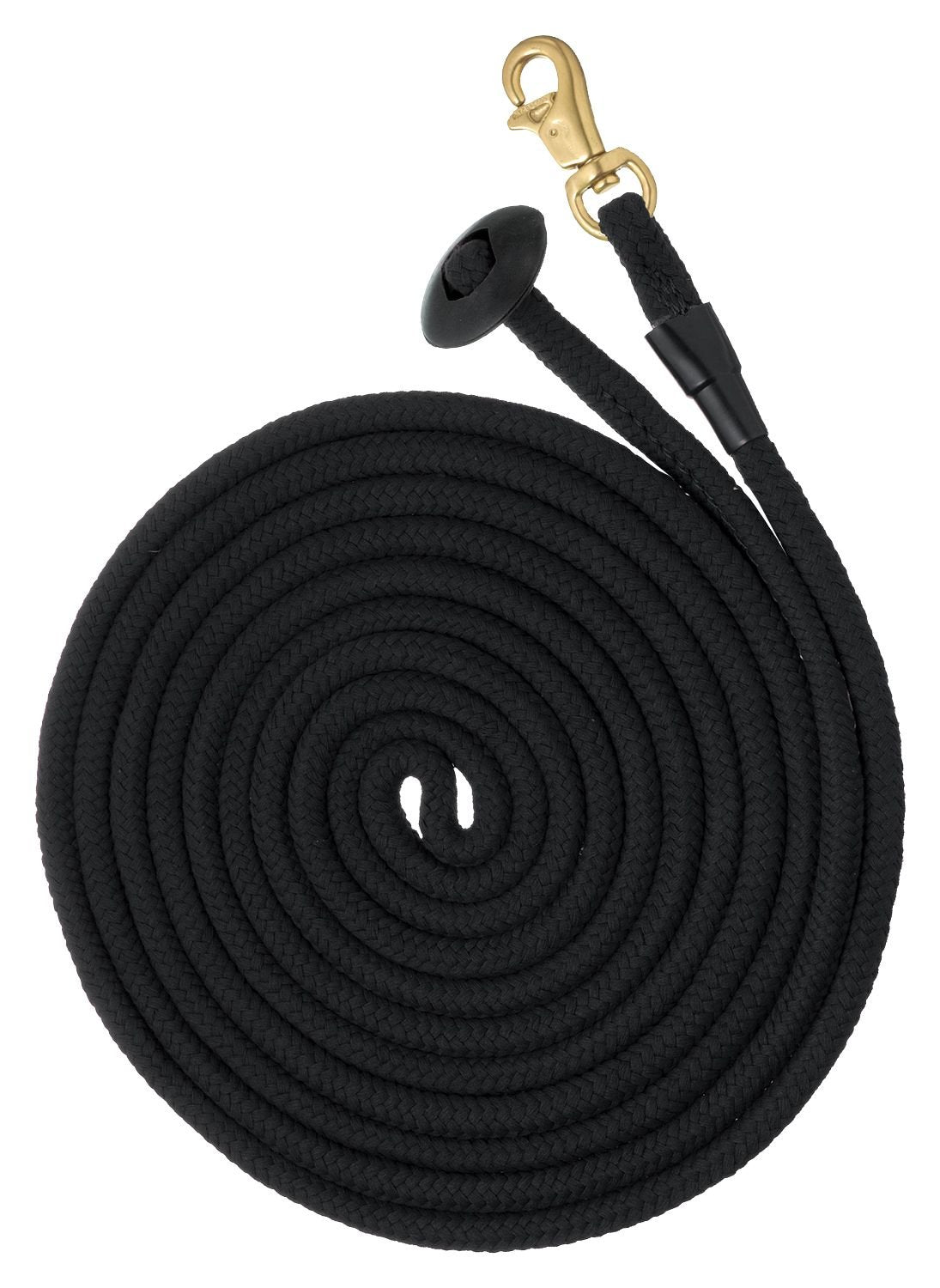 Tough 1 Rolled Cotton Lunge Line with Solid Brass Snap, Black, 25