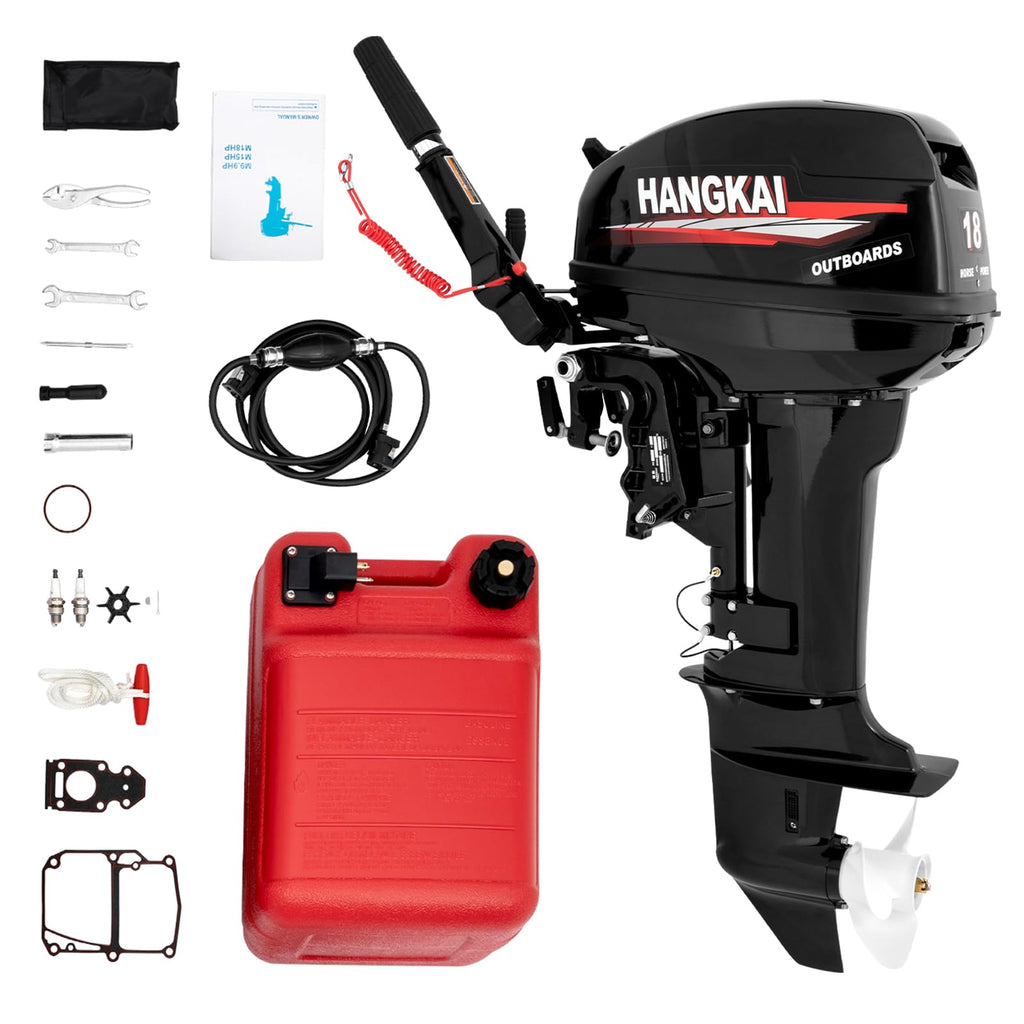 Bjtdllx Outboard Boat Motors, 2 Stroke 18Hp Outboard Motor Boat Motor, 246Cc Heavy Duty Fishing Boat Engine Marine Engine With C