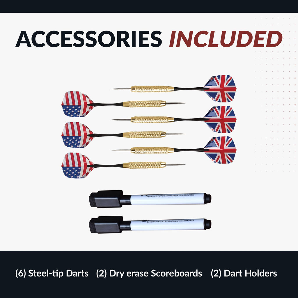 Hathaway Outlaw Free Dartboard And Cabinet Set, Cherry Finish