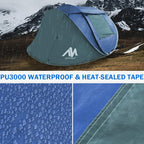 4 Person Pop Up Tents For Camping - Ayamaya Waterproof Instant Family Tents With Skylight & Removable Rainfly, Upgraded Large Si