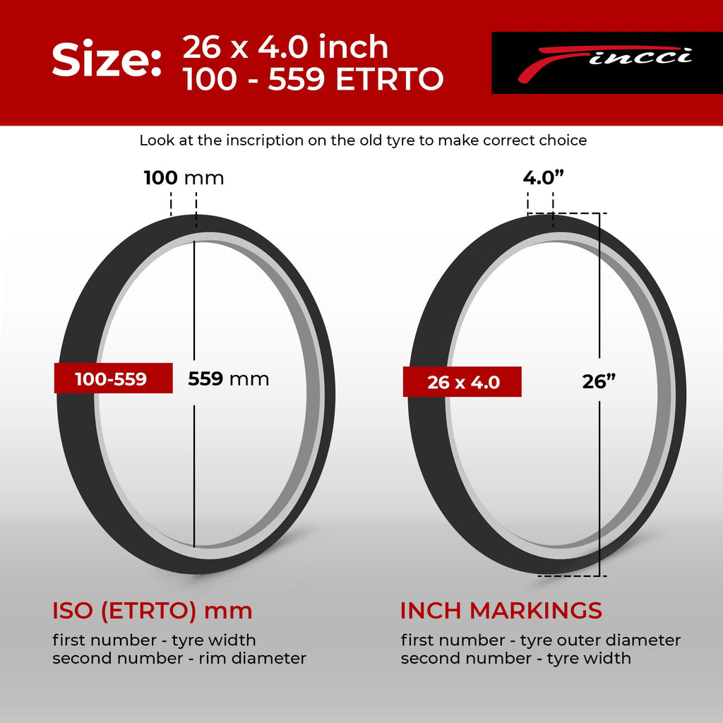 Fincci Pair 26X4.0 Fat Bike Tires 100-559 Foldable Fat Tires For Road Mountain Mtb Mud Dirt Offroad Bike Bicycle - Pack Of 2