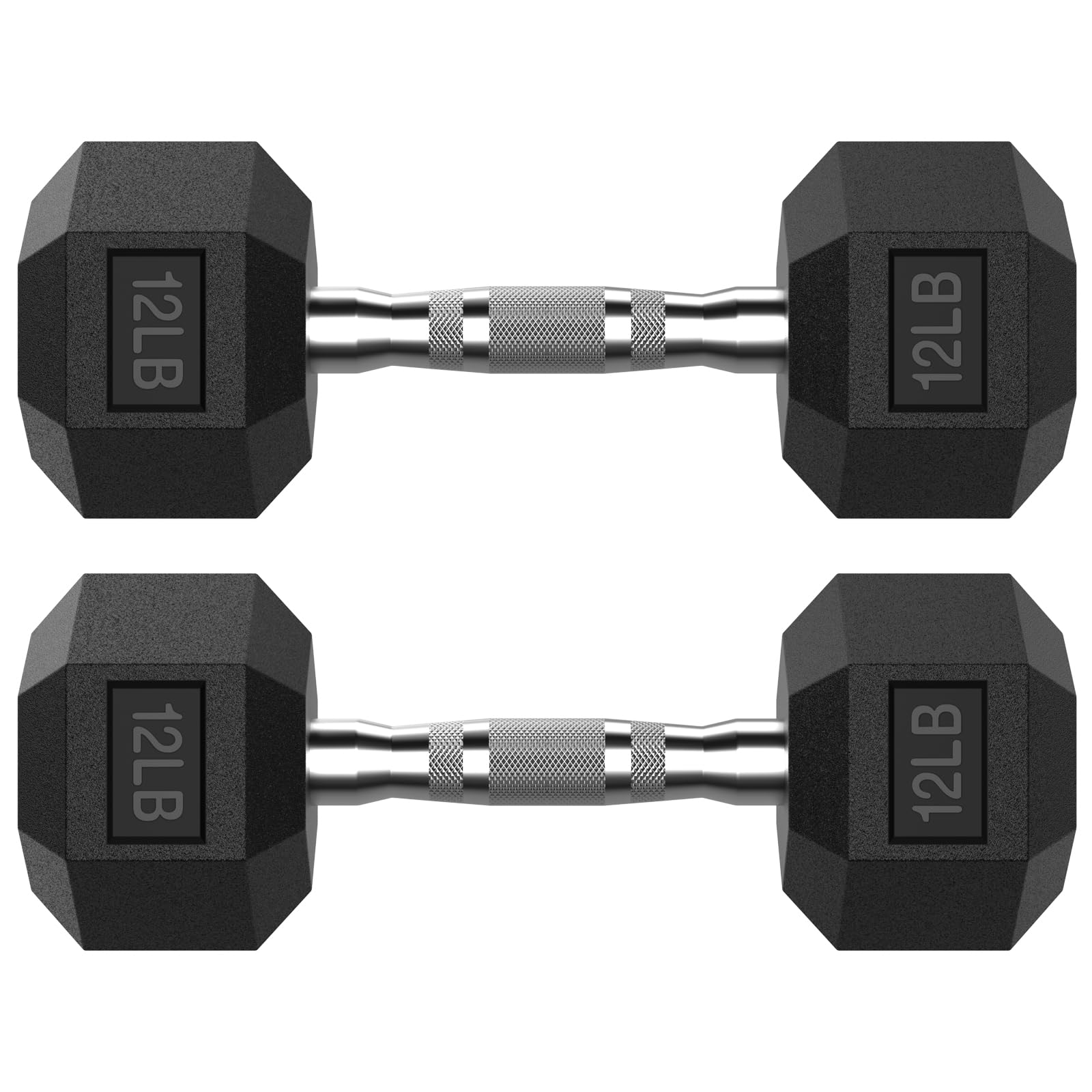 HANDBODE 60LB Hex Dumbbell Pair, Rubber Encased Hexagonal Hand Weights for Strength Training, Workouts & Exercise