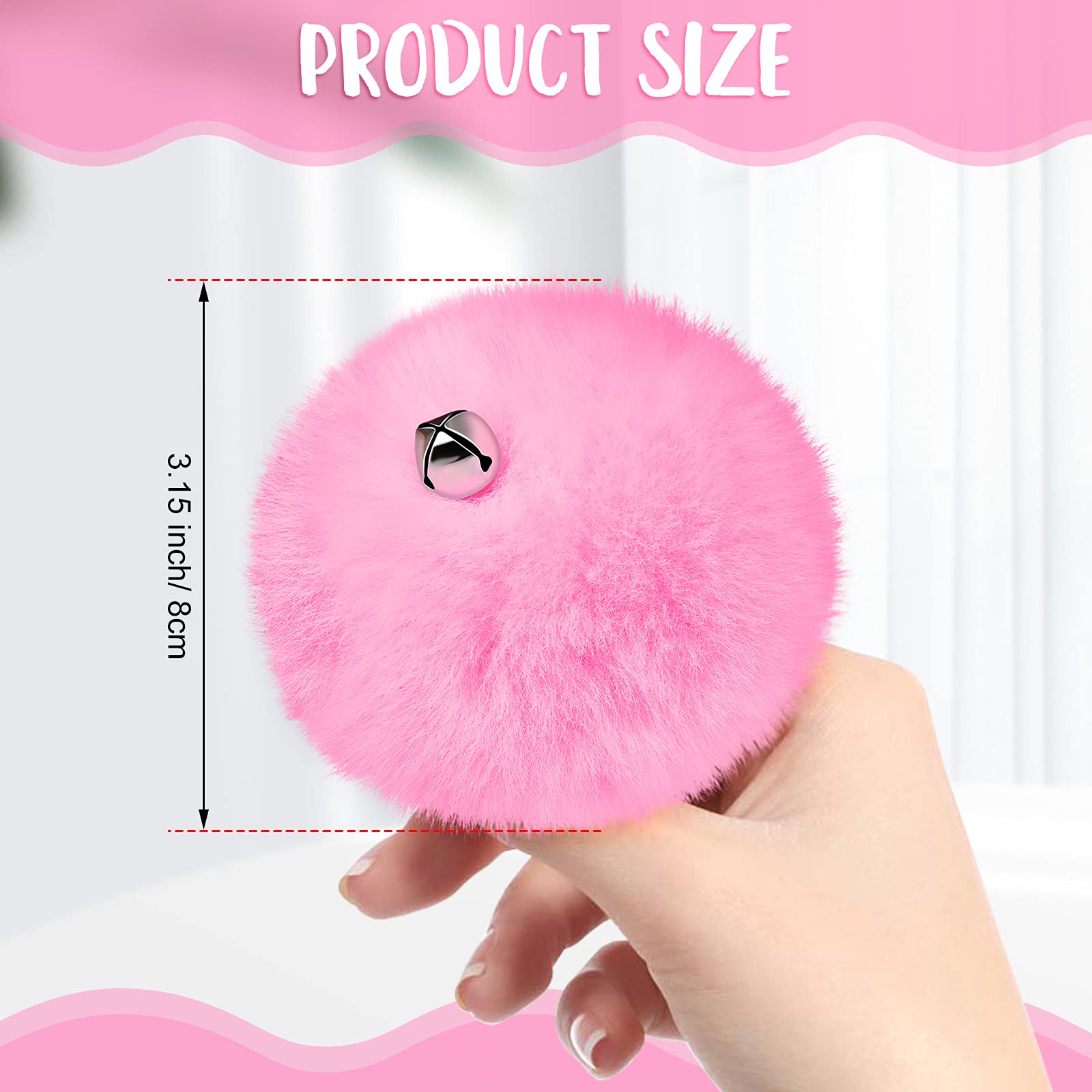 Sumind 2 Pieces Roller Skate Pom Poms With Bells For Women Girls Princess Fluffy Tie-On Roller Skate Pom Poms Fuzzy Pom Poms For