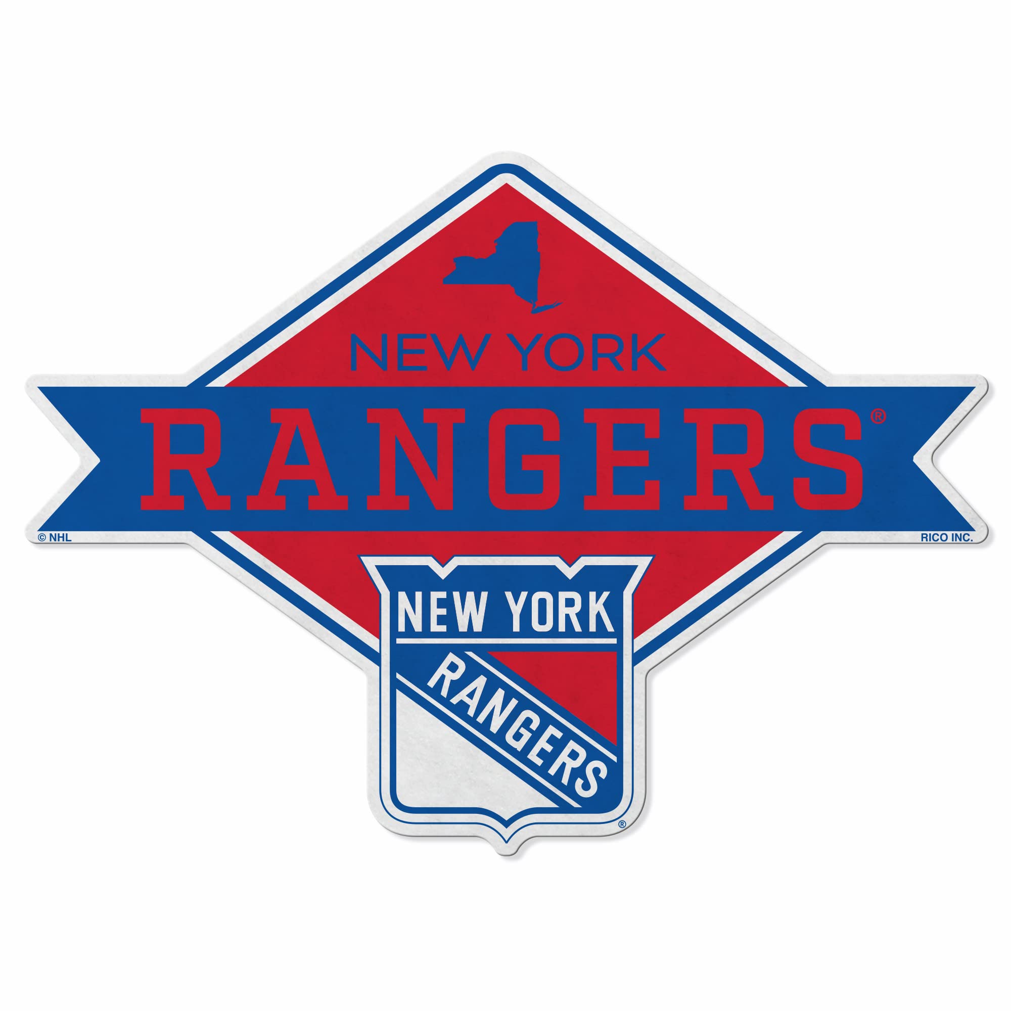 Rico Industries Nhl New York Rangers Diamond Shape Cut Pennant - Home And Living Room D  Cor - Soft Felt Ez To Hang 18X0.10X18