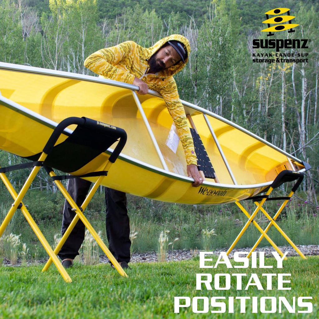 Suspenz Kayak Stand, Heavy Duty Portable Folding Stands For Kayaks, Canoes, Sups - 175 Lb Capacity - (22-1830),Yellow