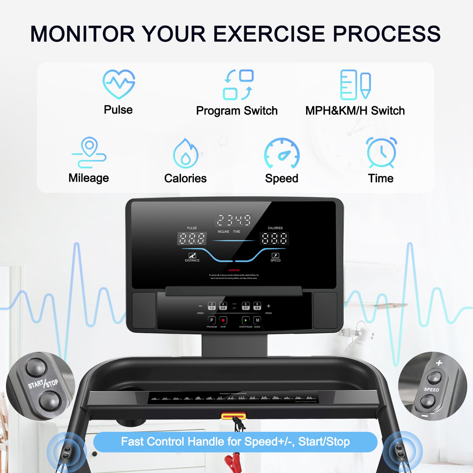 Runow Treadmills For Home With Manual Incline, Foldable Treadmill Perfect For Walking And Running, Bluetooth And Customized Prog