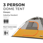 Core Tent 3 Person For Outdoor Family, Hiking, And Backpacking | Portable Dome Camp Tent With Storage Pockets For Camping Access