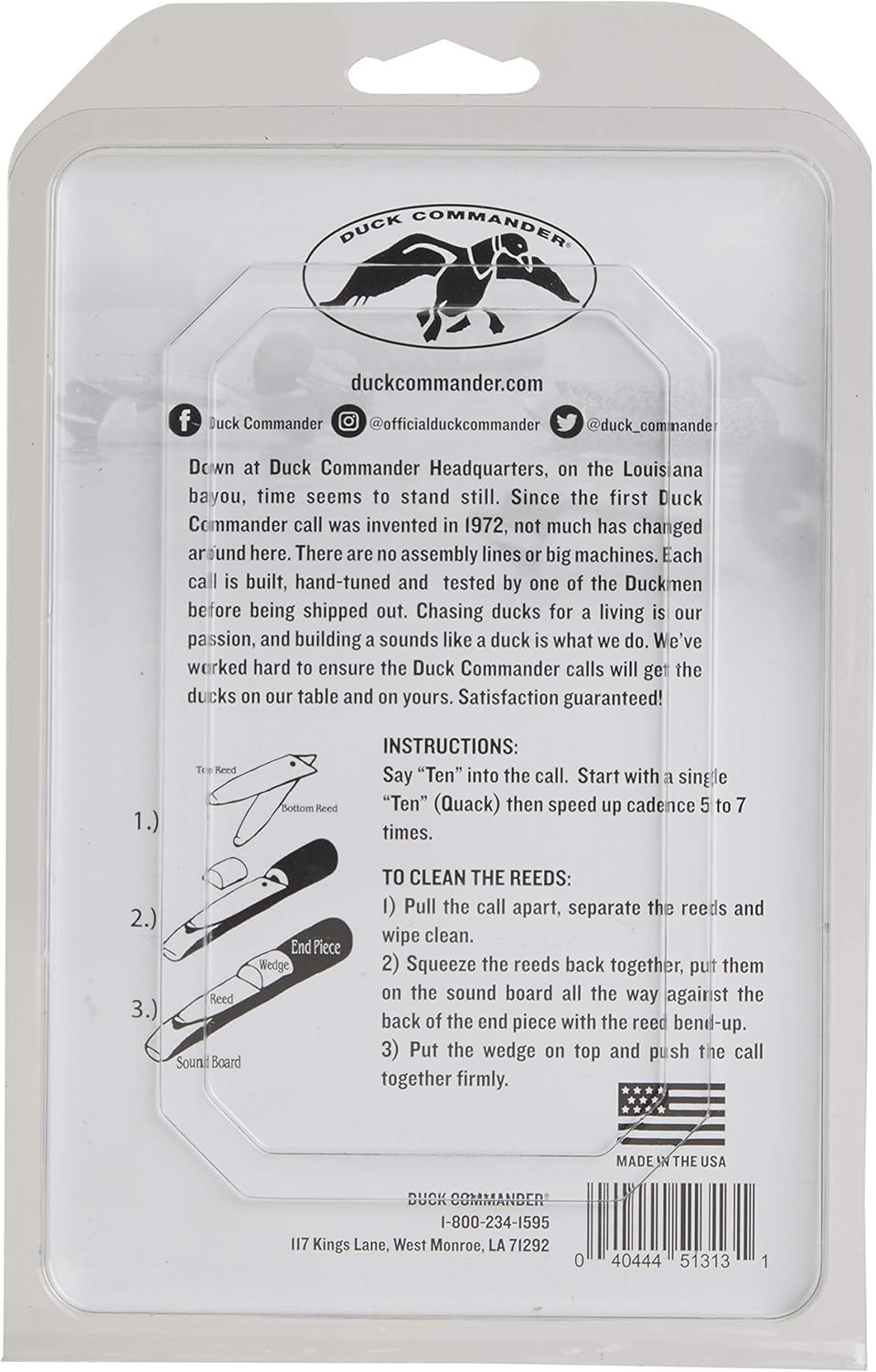 Duck Commander Jase Robertson Pro Series Duck Call - Easy Blowing, Double Reed Wood Duck Call For Duck Hunting Accessories - Tig