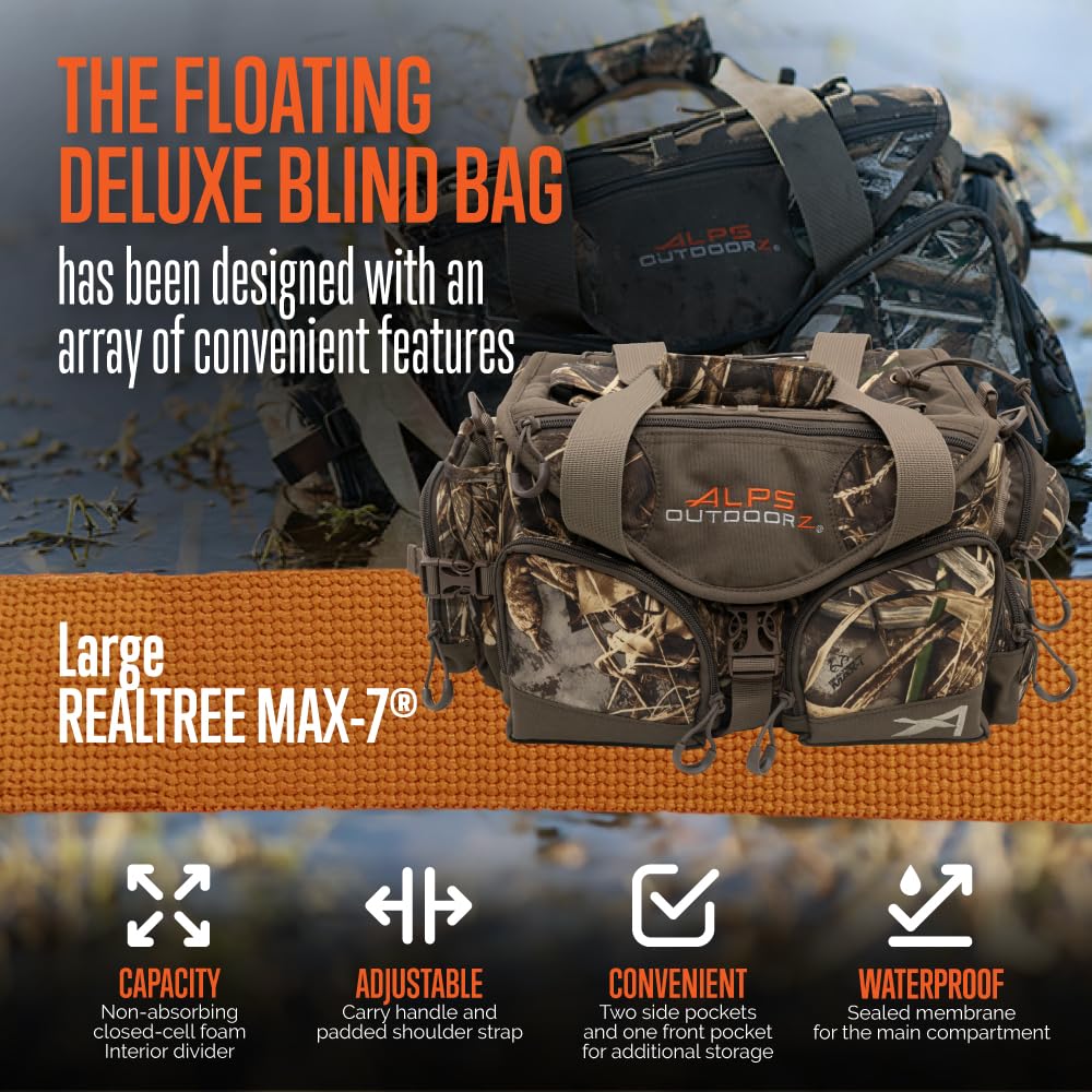 Alps Outdoorz Deluxe Floating Blind Bag - Large, Realtree Max-7 - Waterproof Hunting Duffel Bag, With Removable Dividers, Thermo
