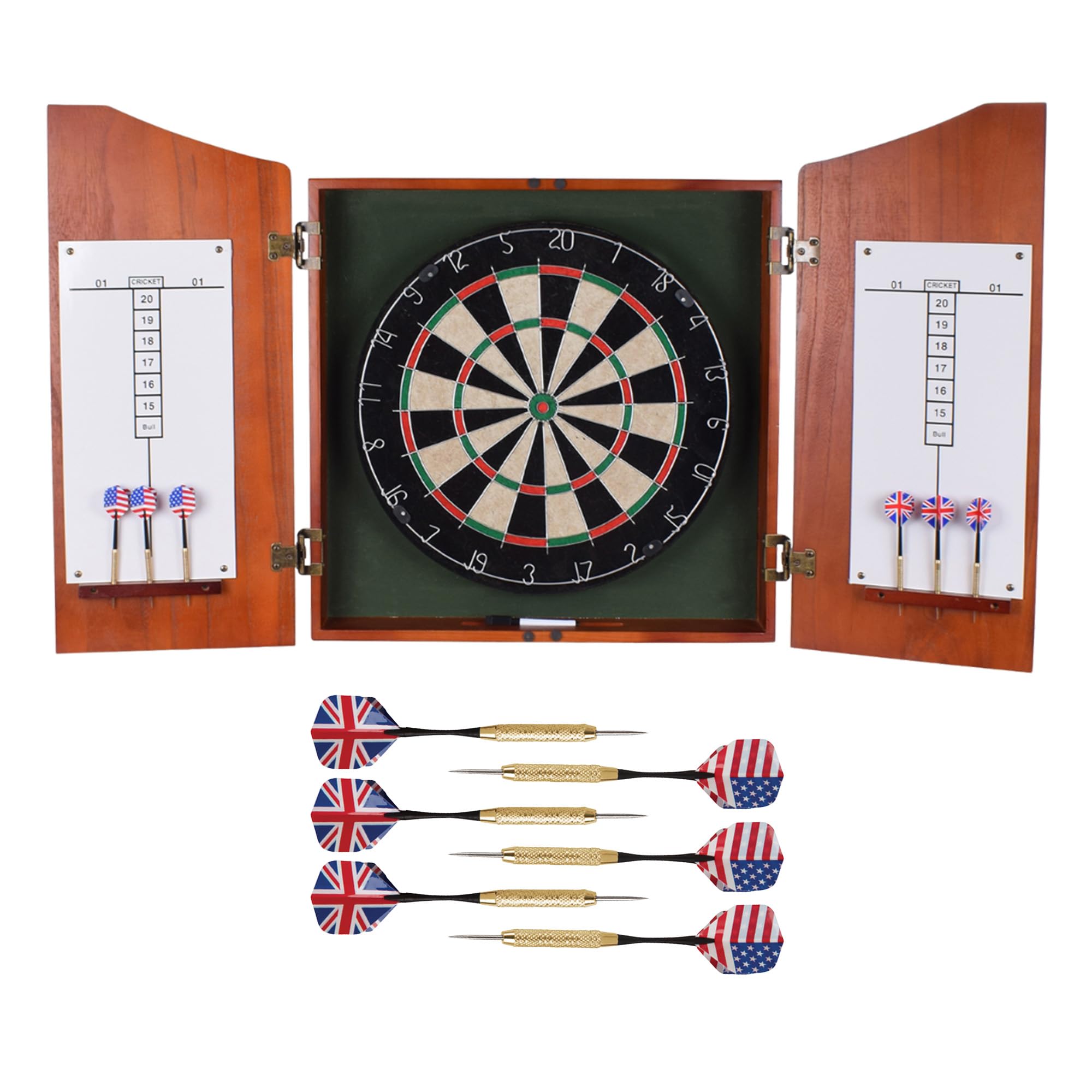 Hathaway Outlaw Free Dartboard And Cabinet Set, Cherry Finish