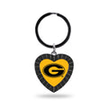 Rico Industries Ncaa Grambling State Tigers Ncaa Rhinestone Heart Colored Keychain, Black, 3-Inches In Length