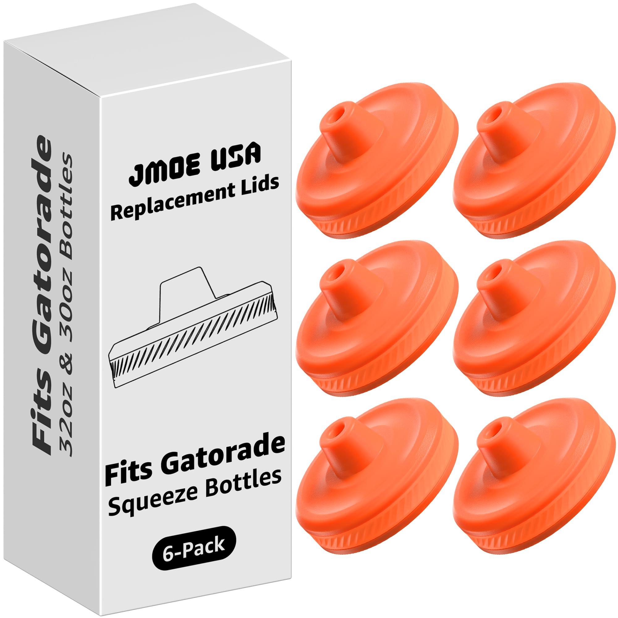 Jmoe USA Improved Lid For Gatorade Water Bottle | Fits Squeezable 32 oz and 30 oz Versions | Faster Flow Valve and Easy Twist Gr