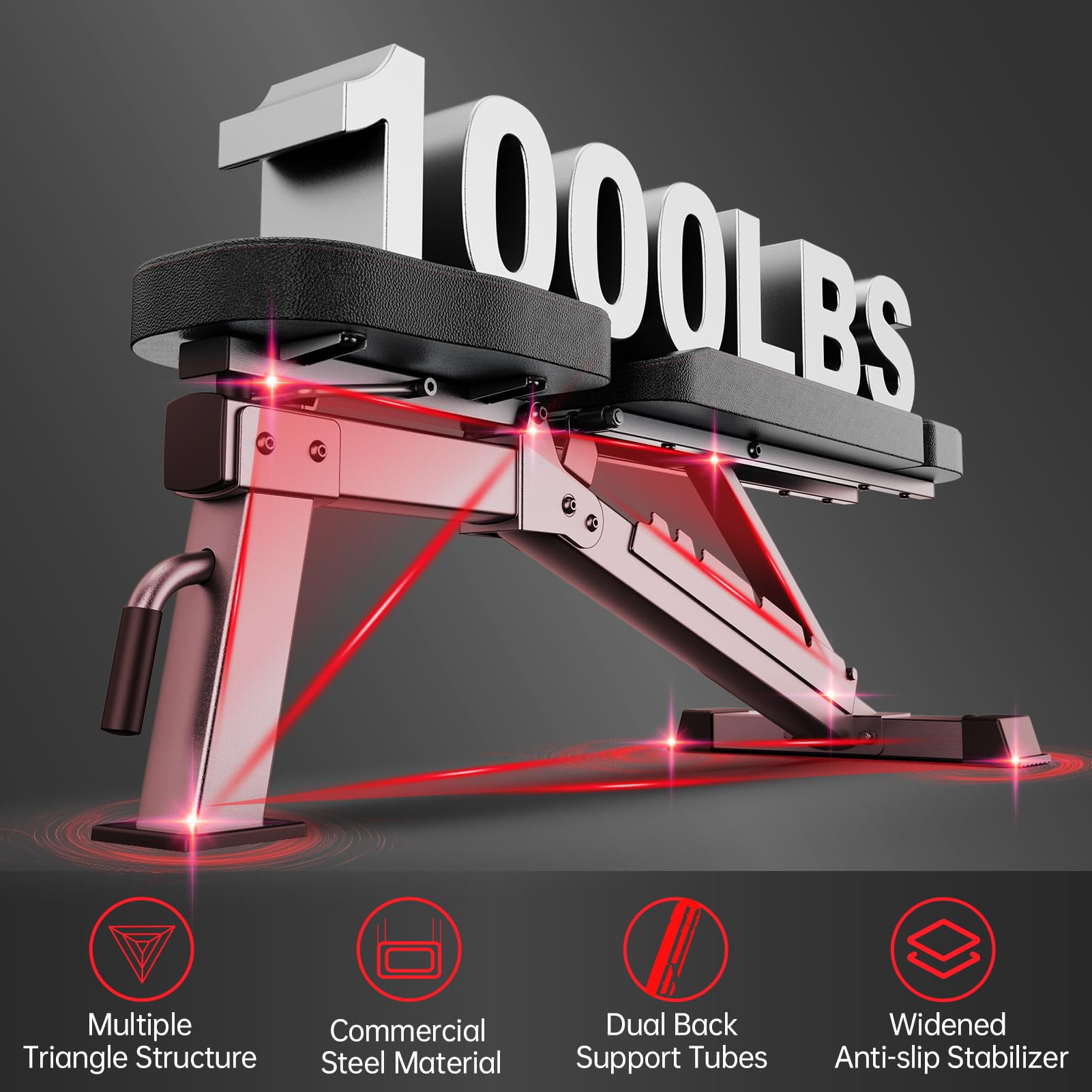 Joroto Md80 Adjustable Weight Bench - 1000 Lbs Load Utility Workout Benches For Full Body Upright, Incline, Decline, And Flat Ex