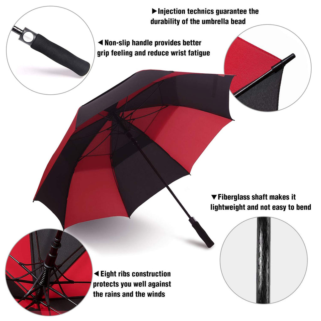 Aceiken Golf Umbrella Large 62 Inch Automatic Open Golf Umbrella Extra Large Oversize Double Canopy Vented Umbrella Windproof Wa