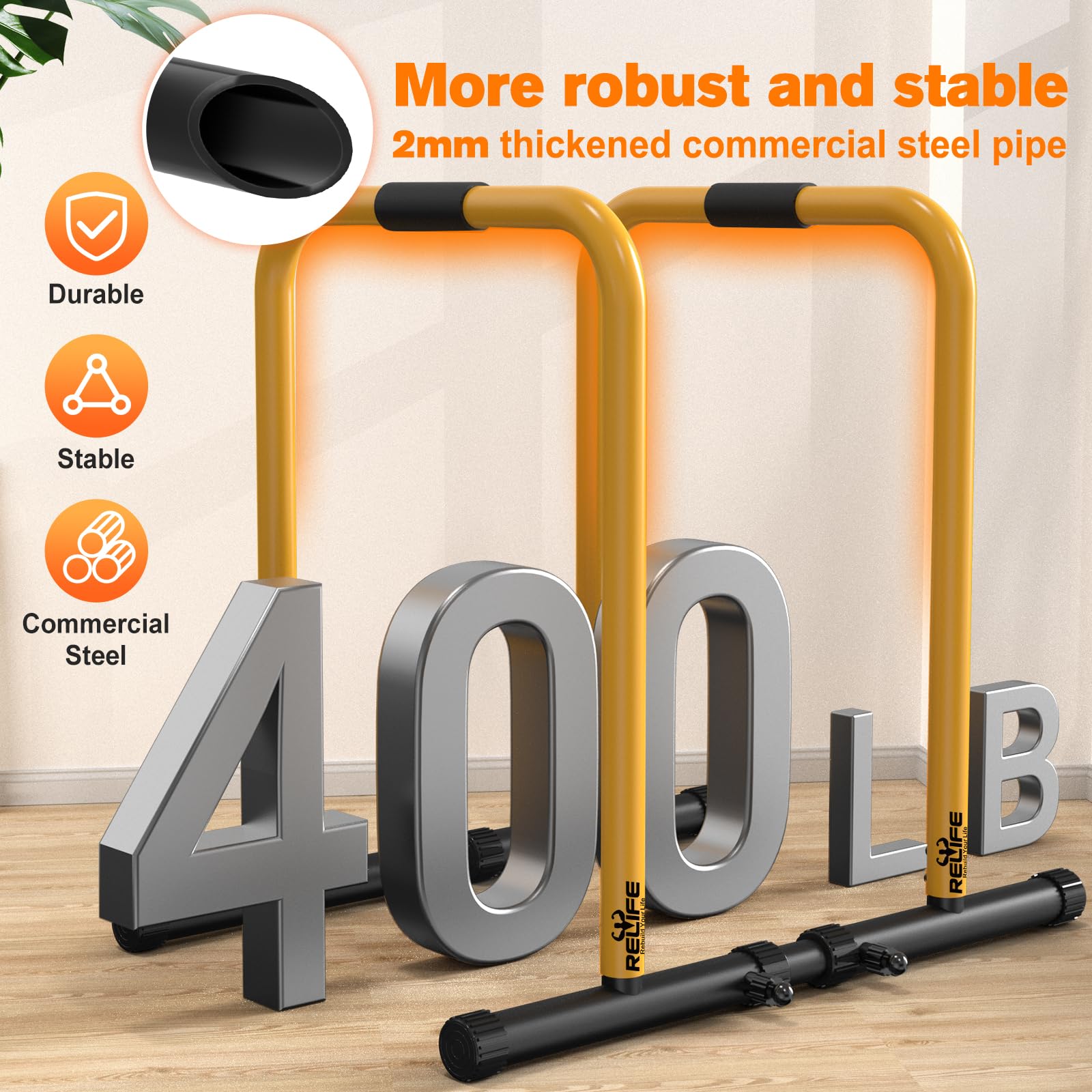 Relife Rebuild Your Life Dip Station Functional Heavy Duty Dip Stands Fitness Workout Dip Bar Station Stabilizer Parallette Push