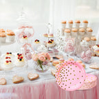Cenlbj Pink And Gold Party Supplies, Pink Paper Dessert Plates (50-Count)