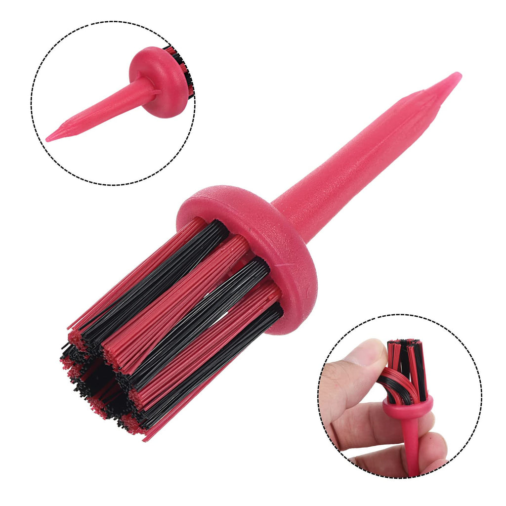 Patikil Golf Tee Brush Top 2 Inch, 12 Pack Unbreakable Plastic Golfing Tees Low Friction Resistance For Men And Women, Red