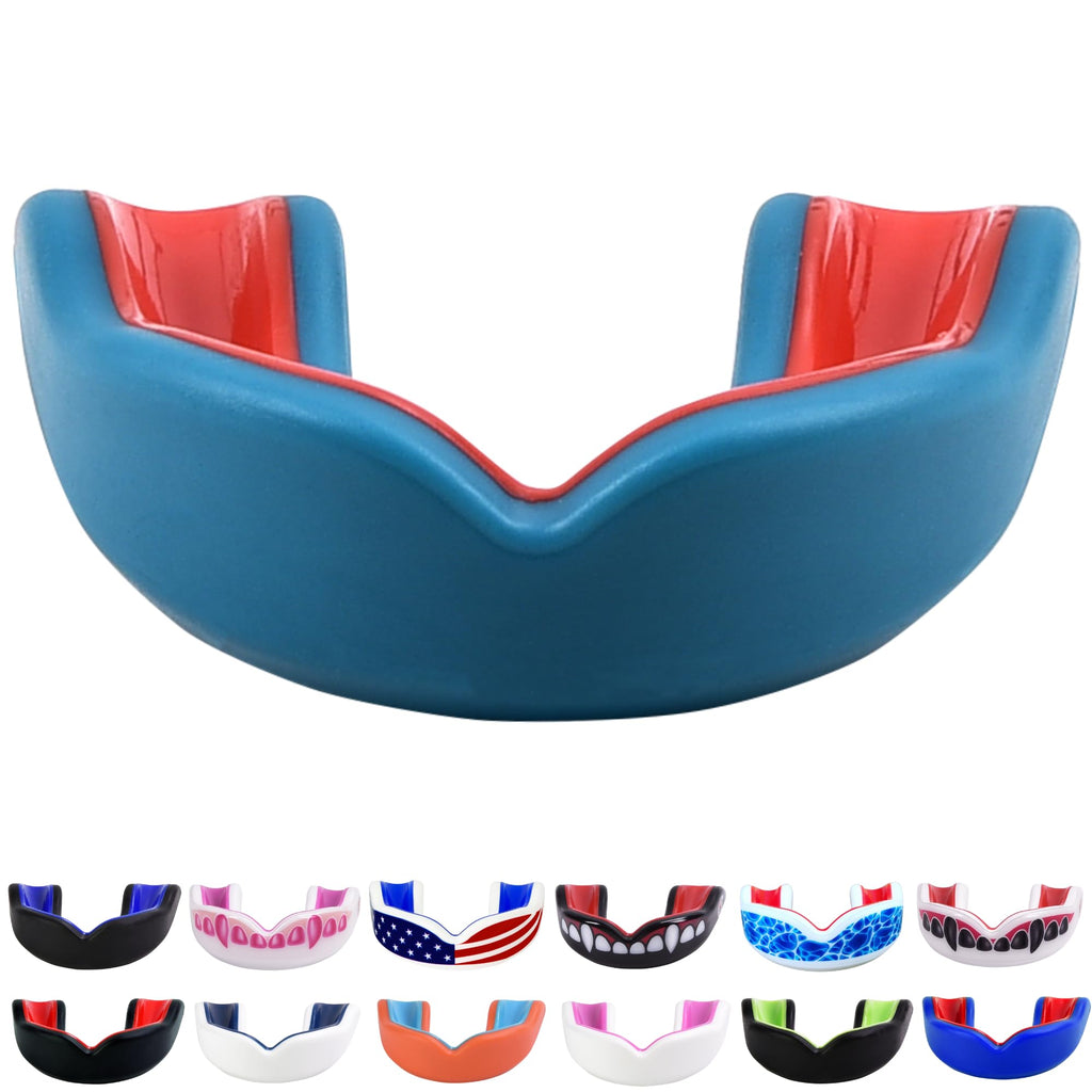 Oral Mart Youth Mouth Guard (2024 Aqua/Red) For Kids - Youth Mouthguard For Karate, Flag Football, Martial Arts, Taekwondo, Boxi