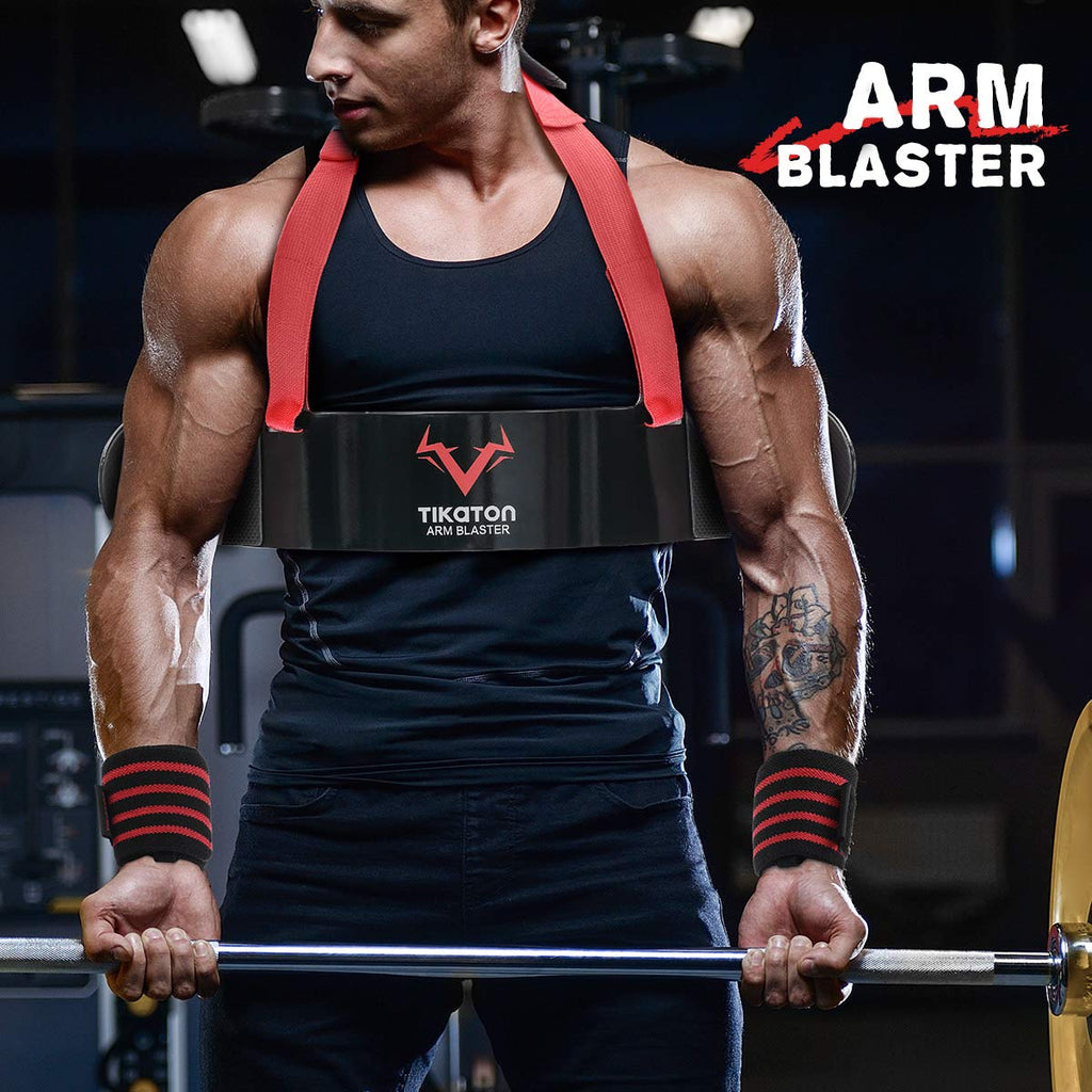 Tikaton Arm Blaster With Wrist Wraps For Biceps & Triceps, Adjustable Bicep Isolator Arm Curl Blaster For Big Arms Bodybuilding