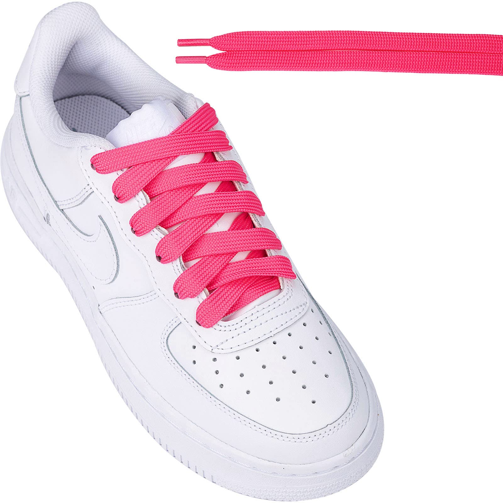 Olukssck 1 Pair Flat Shoe Laces For Sneakers, 25 Wide Athletic Shoelaces Hot Pink 54 Inch(137Cm)
