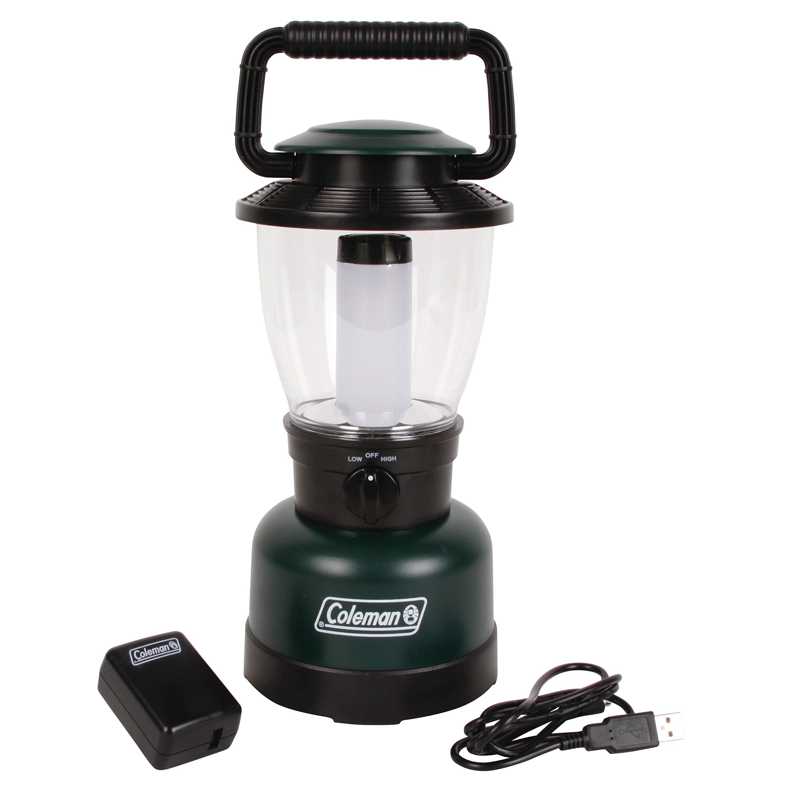 Coleman Rugged Rechargeable 400L LED Lantern, Water & Impact-Resistant Rechargeable Lantern with USB Charging Port, Carry Handle