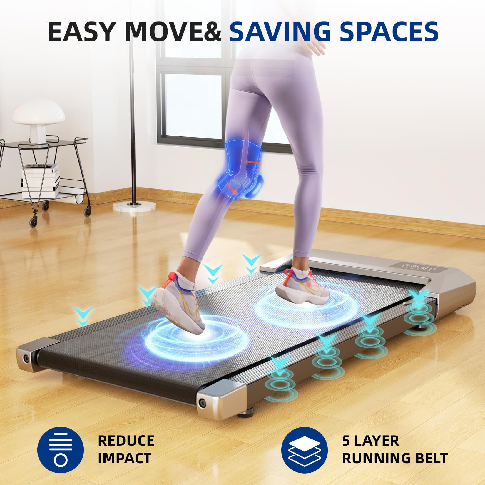 Deerrun Walking Pad, 2025 Smart Under Desk Treadmill, Treadmills For Home/Office, 2 In 1 Walking Pads Treadmill With Led Dispaly