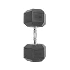 CAP Barbell 55 LB Rubber Coated Hex Dumbbell Hand Weight - Single | Chrome Handle