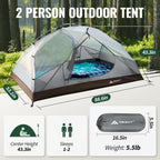 Forceatt Tent For 2 Person Is Waterproof And Windproof, Camping Tent For 3 To 4 Seasons,Lightweight Aluminum Pole Backpacking Te