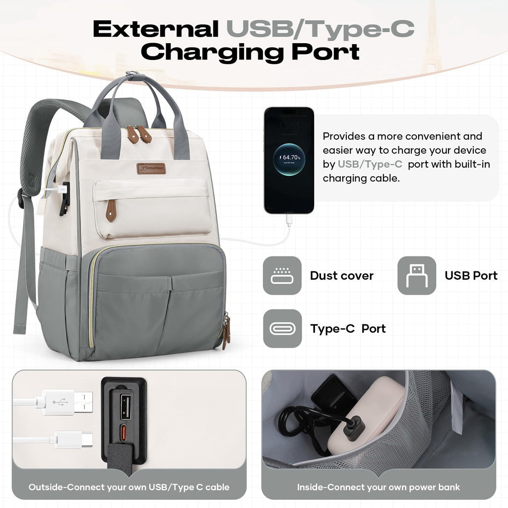 Maelstrom Travel Backpack for Women Men,Laptop Backpack Fits 15.6-17.3 Inch Laptop, Nurse/Teacher/Work Bag with Insulated Lunch